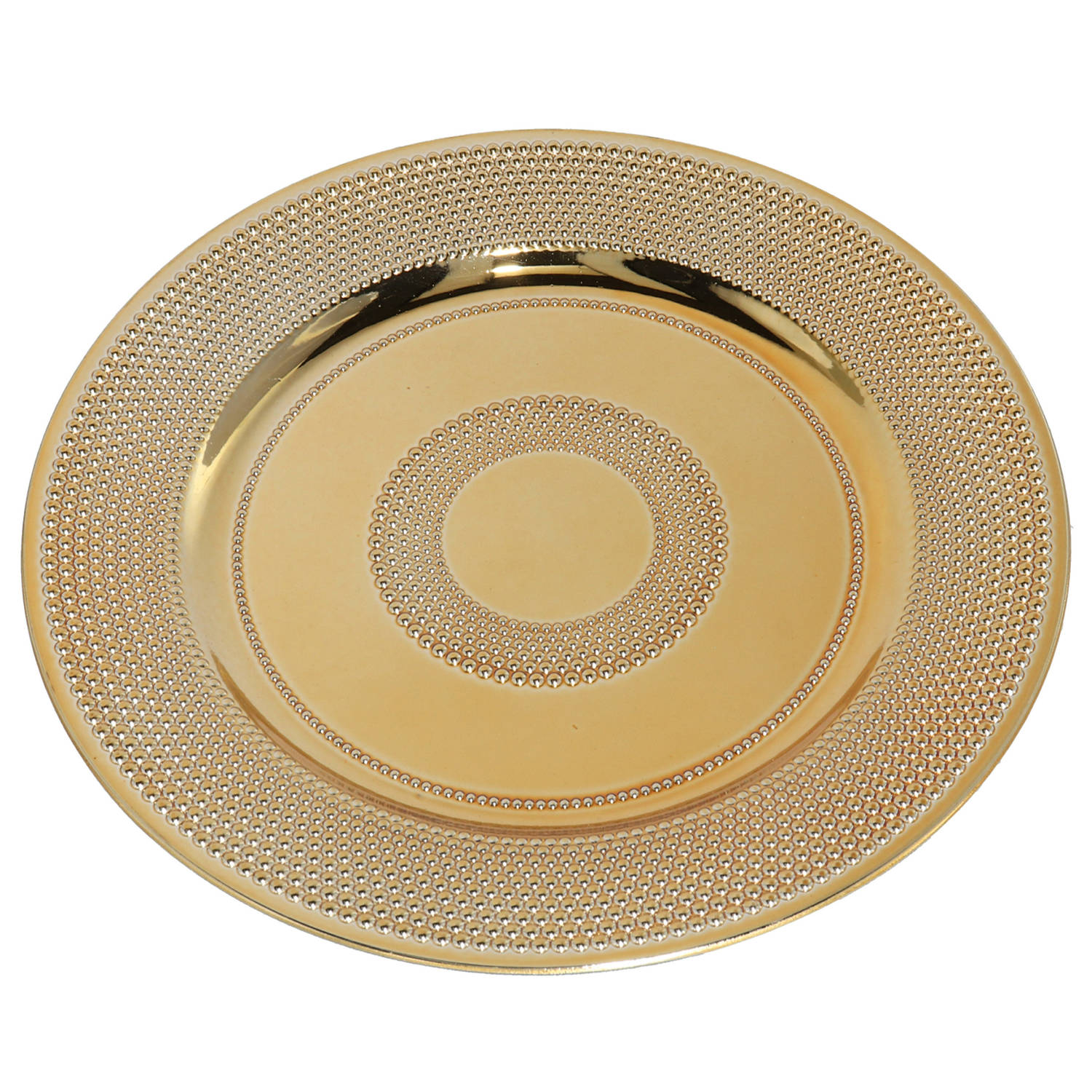 Ronde diner onderborden/kaarsenbord/plateau glimmend goud van 33 cm - Kaarsenplateaus