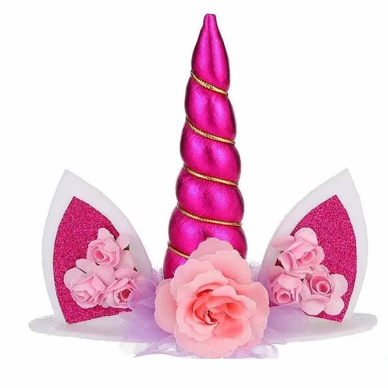 Unicorn Cake Topper Eenhoorn Taart Versiering Cake Decoration Donker Roze