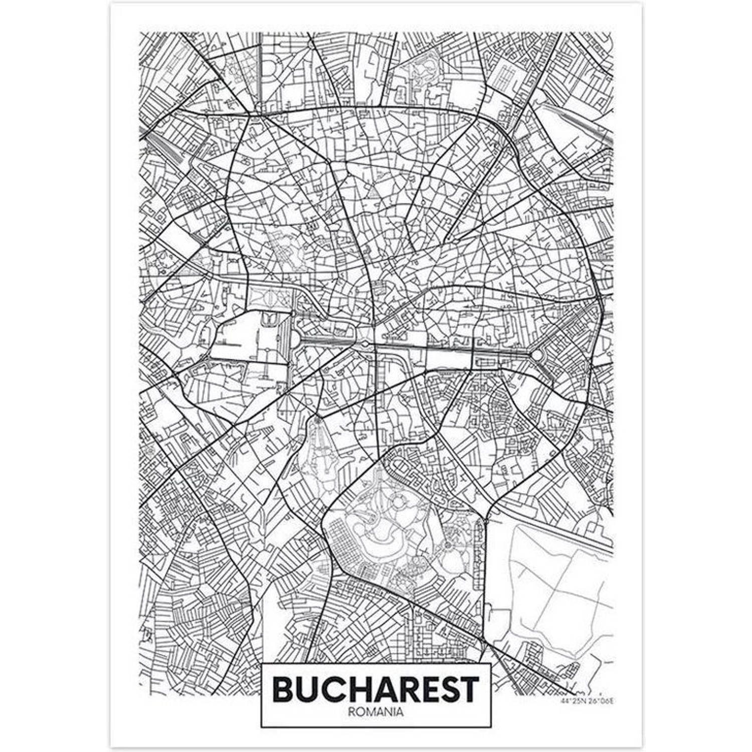 Canvas city map Bucharest 30X40cm