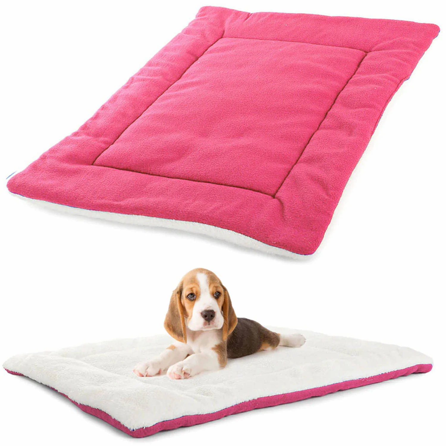 Hondenkussen van 100% zachte polyester - Hondenbed - Huisdiermat - Makkelijk te reinigen - Maat XL - 70 x 53 x 2 cm - Roze