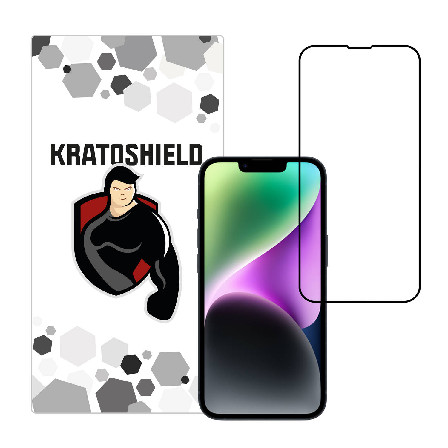 Kratoshield iPhone 14 Screenprotector - Glass - Full Cover 2.5D - Black