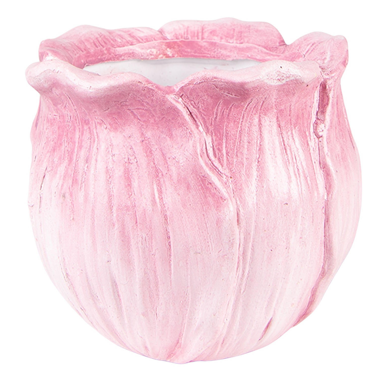 Clayre & Eef Bloempot Binnen 12x12x10 cm Roze Keramiek Plantenpot