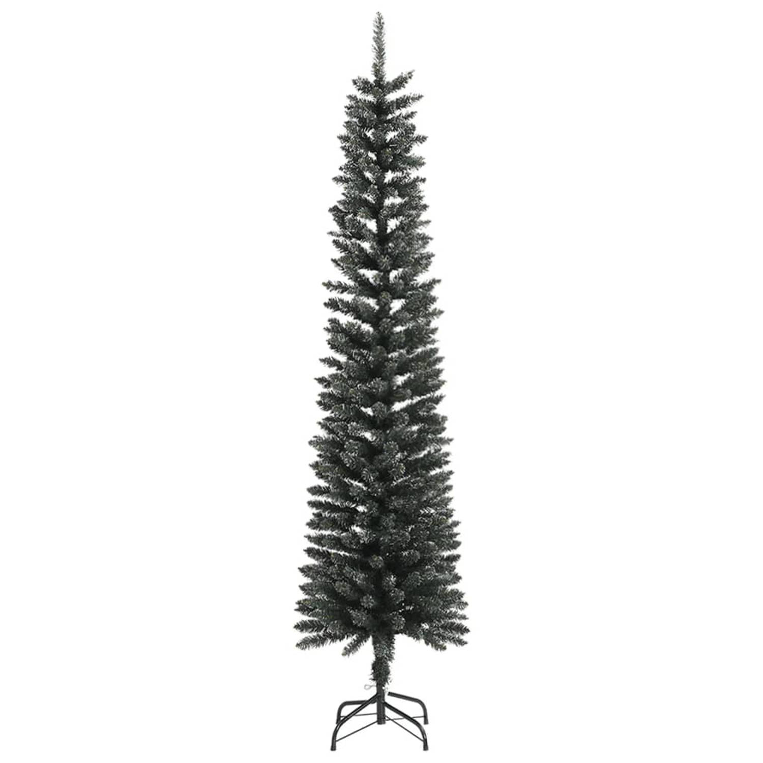 The Living Store Kunstkerstboom met standaard smal 240 cm PVC groen - Decoratieve kerstboom