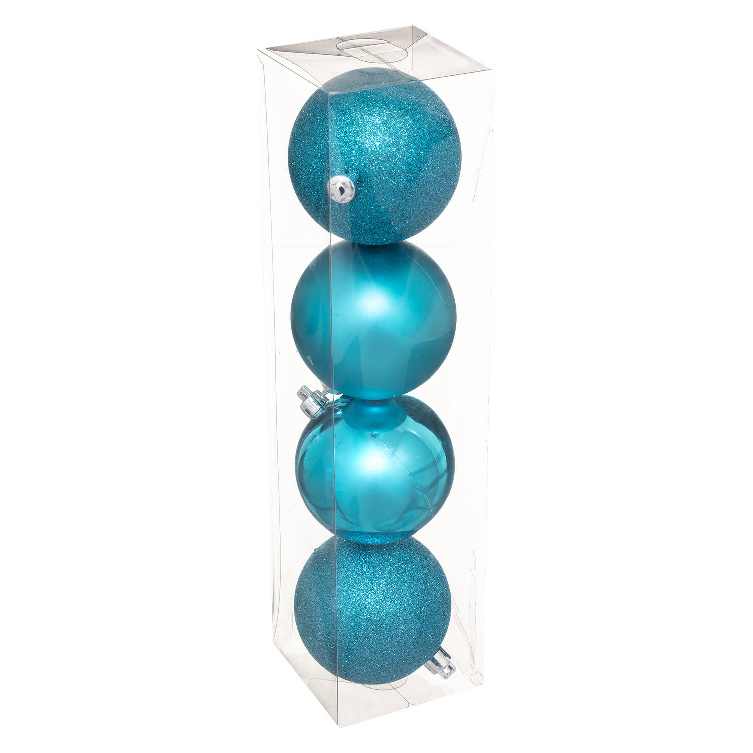 4x Stuks Kerstballen Turquoise Blauw Mix Kunststof 8 Cm Kerstbal
