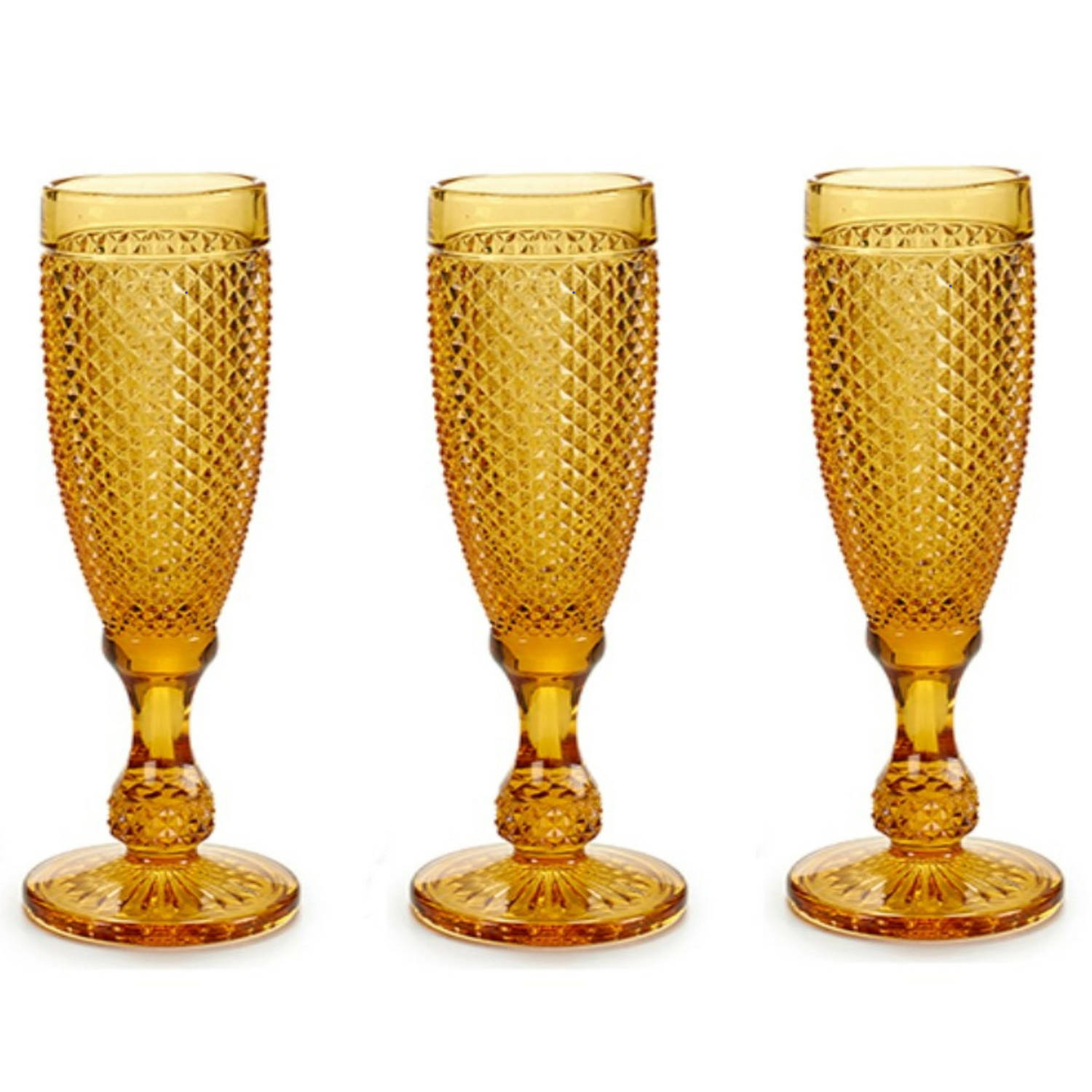 Luxe Montreux serie Champagneglazen set 6x stuks Amber goud 180 ml - Champagneglazen