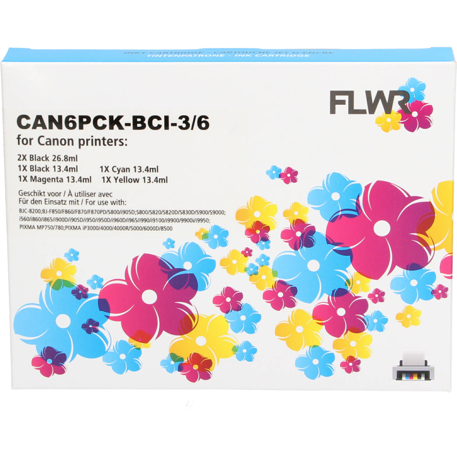 FLWR Canon BCI-3eBK / BCI-6 Megapack cartridge