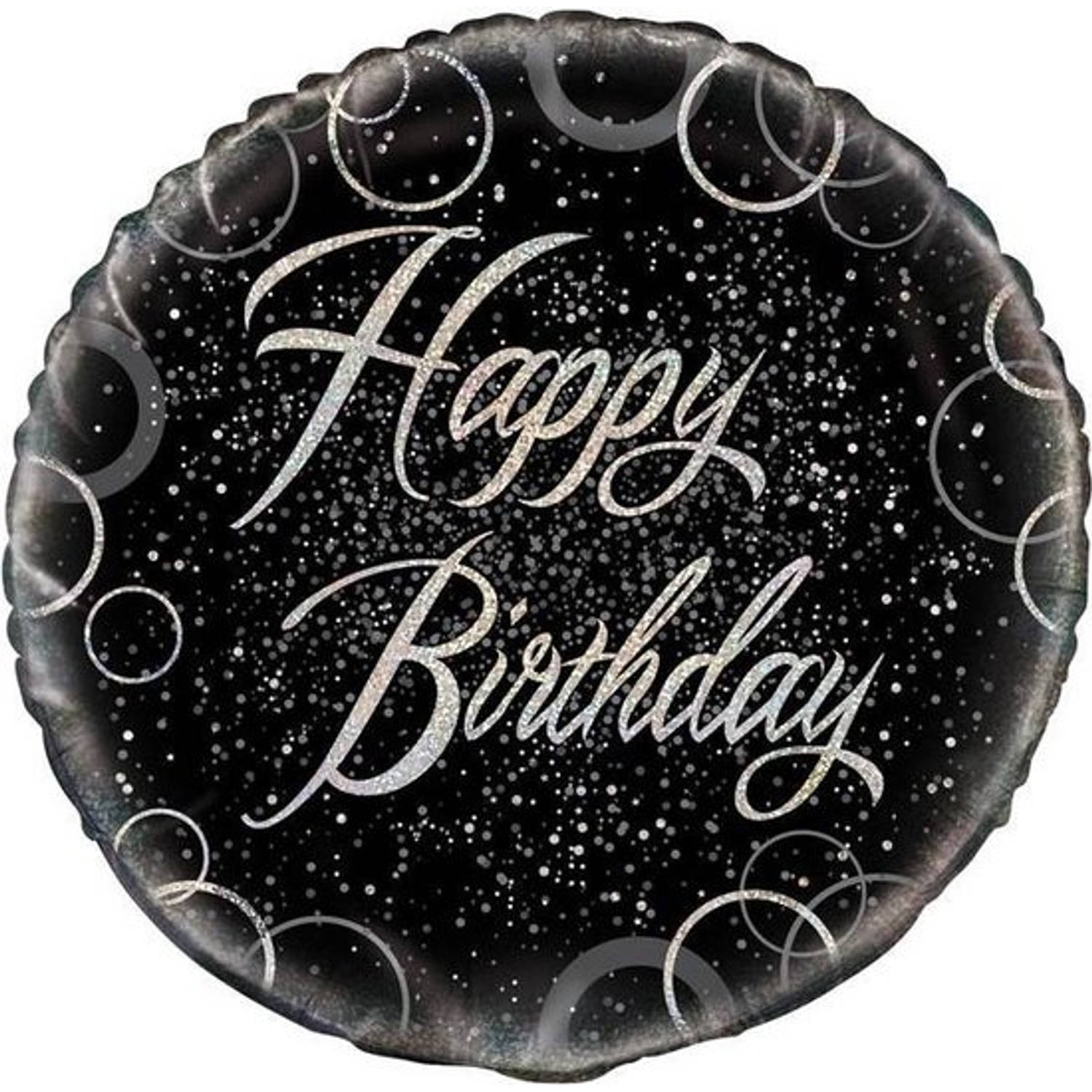 Folie ballon "Happy Birthday" |zwart| 45.7cm
