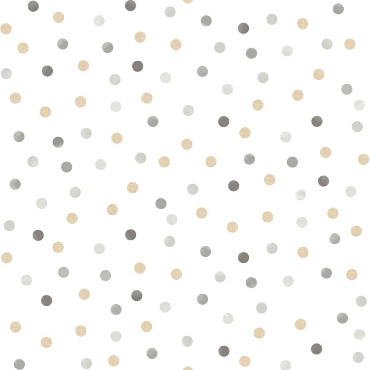 Noordwand Behang Mondo Baby Confetti Dots Wit-grijs-beige