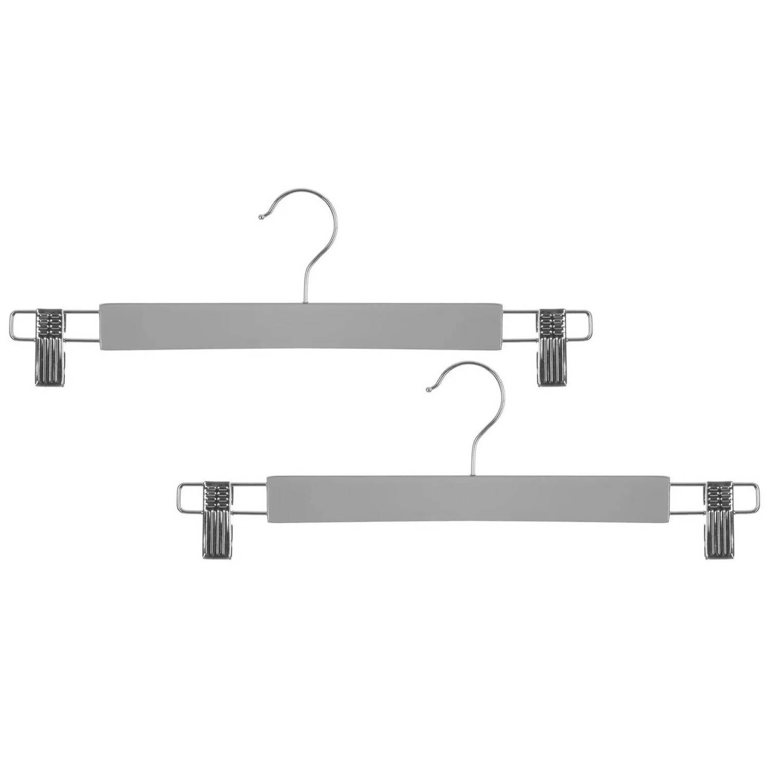 Set van 6x stuks kledinghangers voor broeken grijs 34 x 12 cm - Kledinghangers