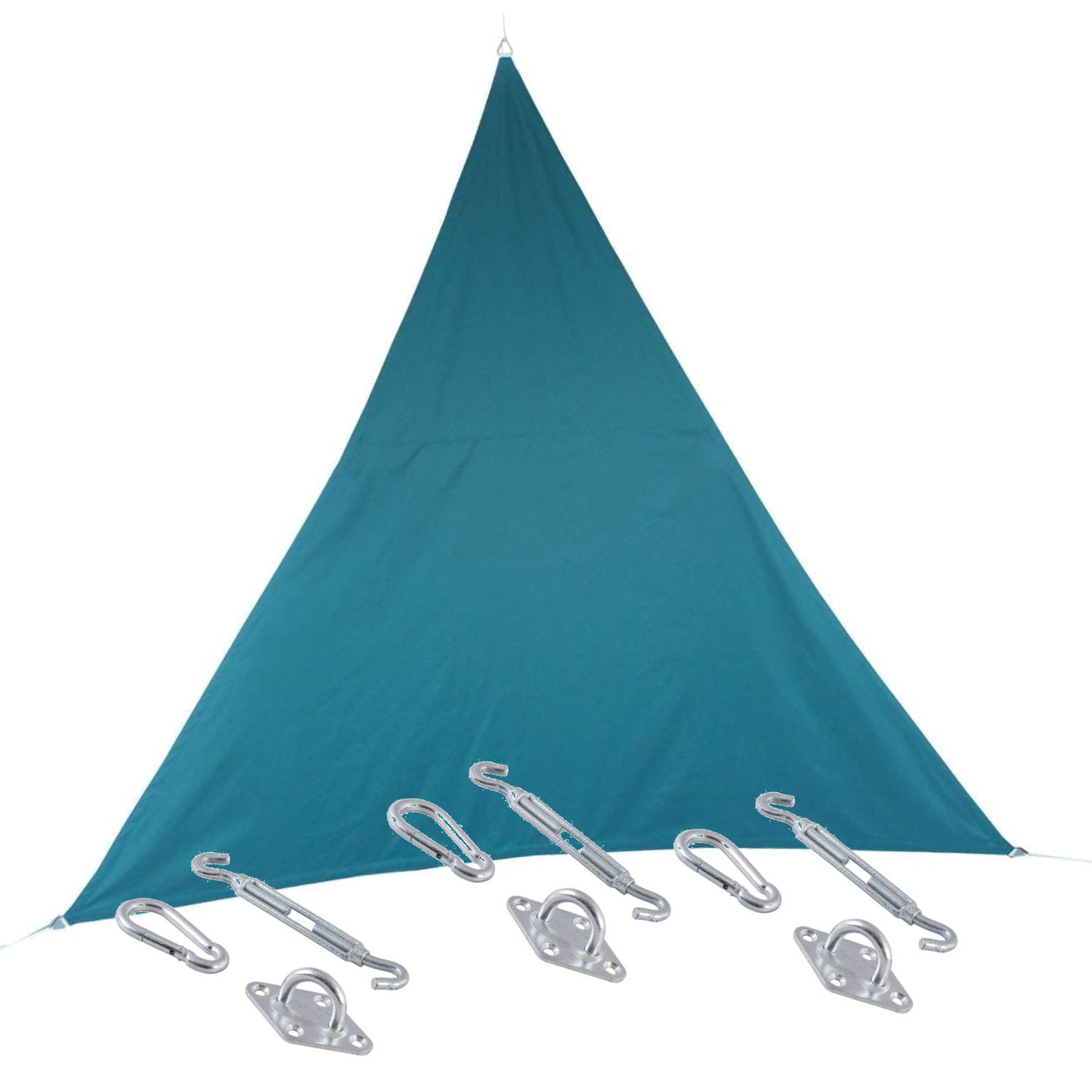 Premium Kwaliteit Schaduwdoek-zonnescherm Shae Driehoek Blauw 3 X 3 X 3 Meter Met Ophanghaken Schadu