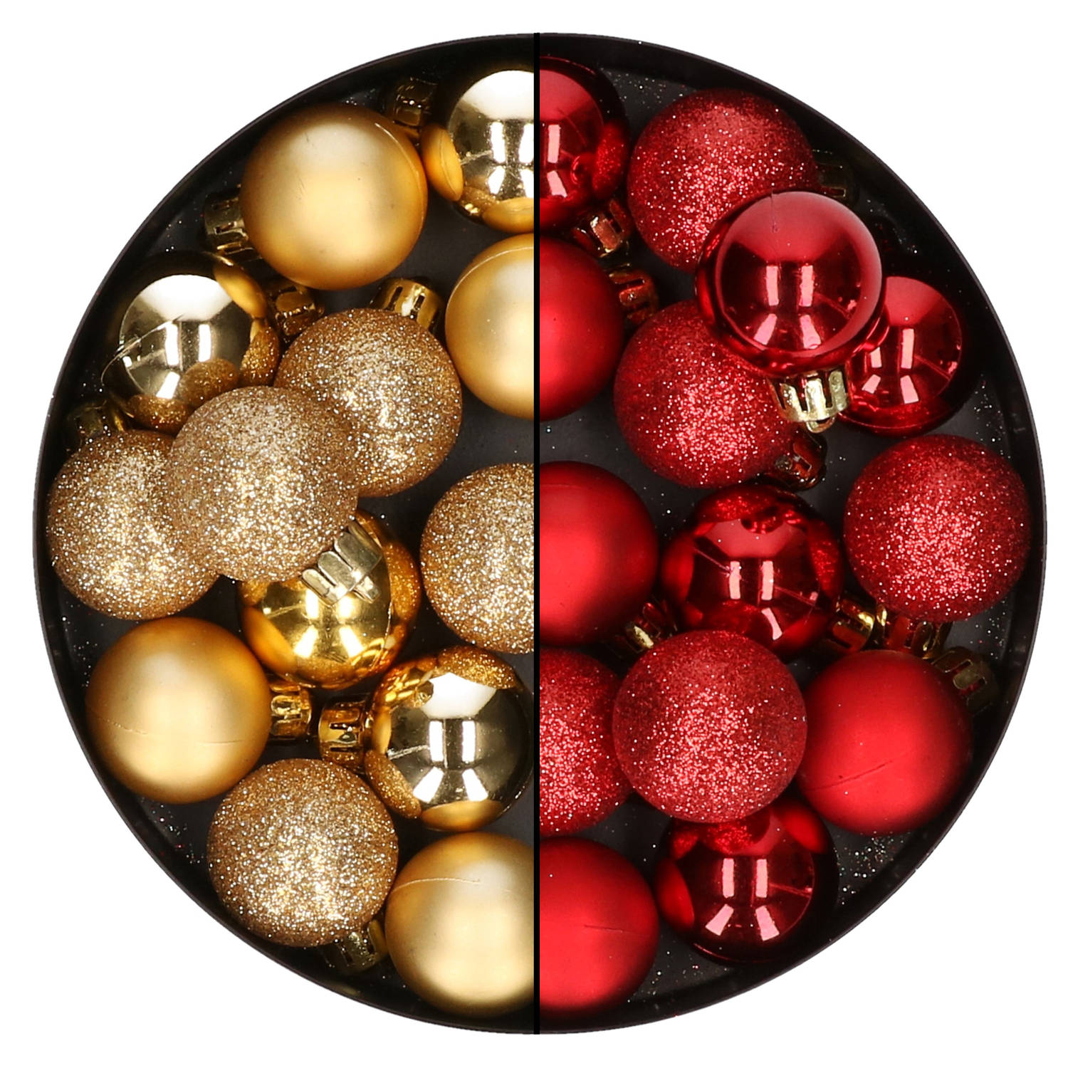Gehoorzaam ernstig Voorbijganger 28x stuks kleine kunststof kerstballen goud en rood 3 cm - Kerstbal |  Blokker