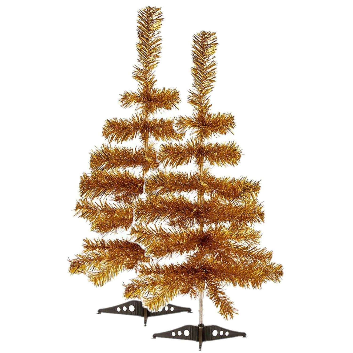 2x stuks kleine gouden kerstbomen van 60 cm Kunstkerstboom