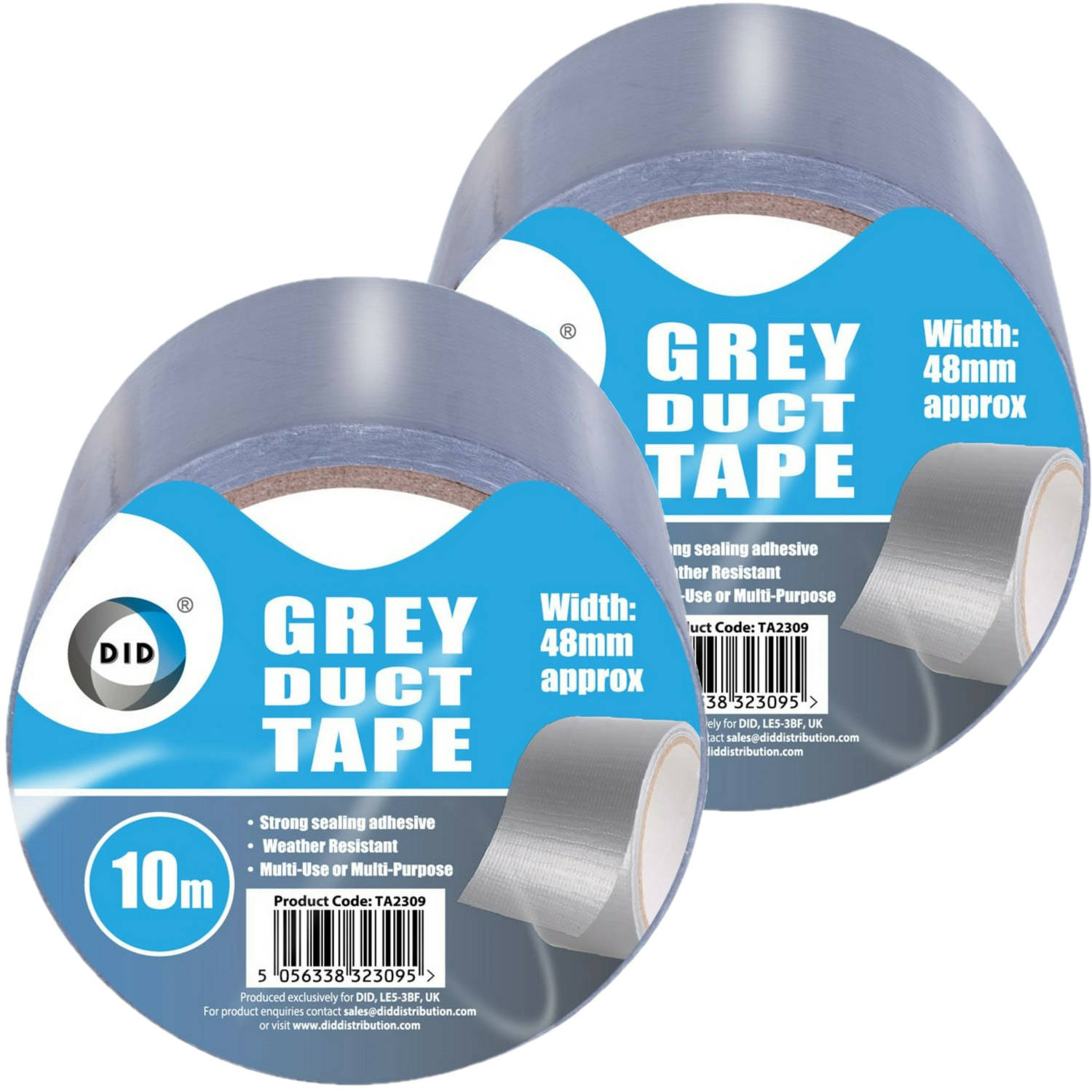 Wasserette fabriek Polair DID duct tape/reparatietape grijs 2 stuks 10 meter x 48 mm - Tape (klussen)  | Blokker