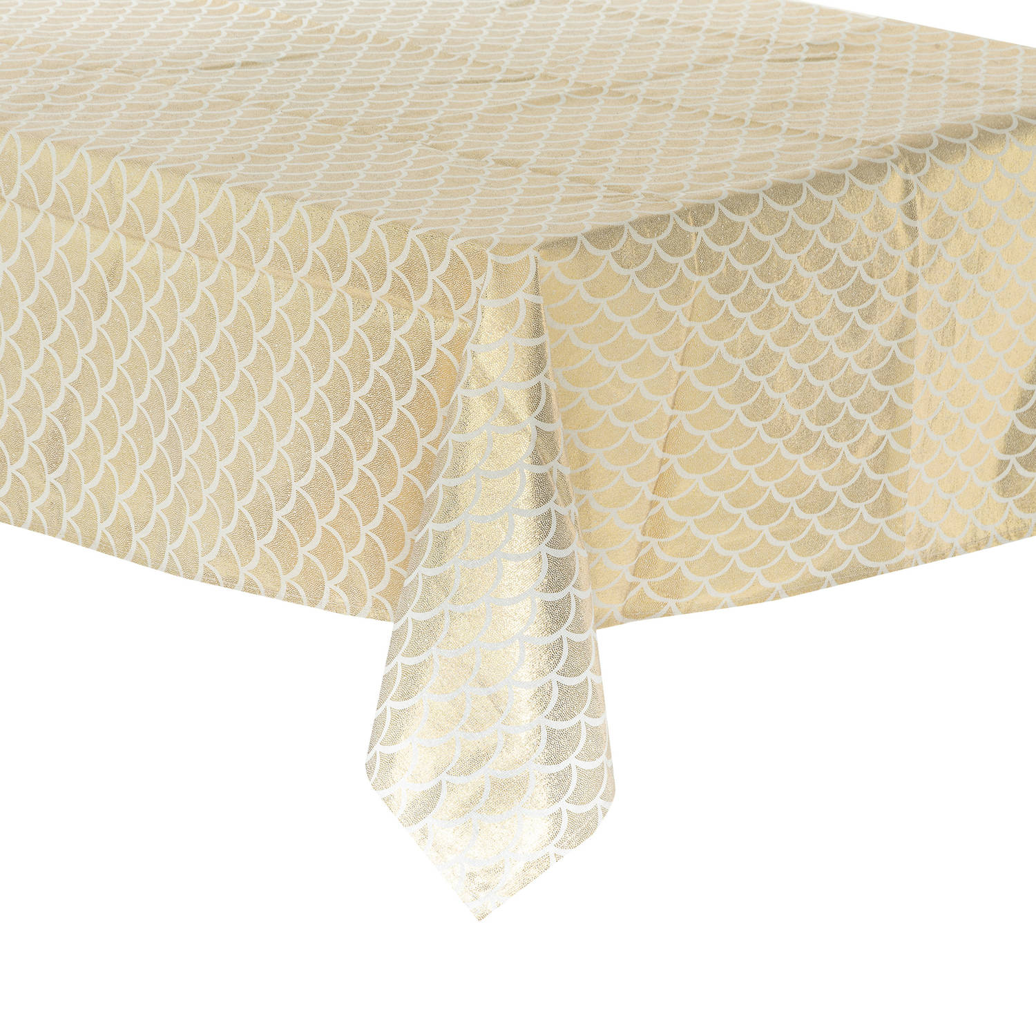 Grof tafereel wit Tafelkleed art-deco goud print - 140 x 240 cm polyester/katoen -  Tafellakens | Blokker