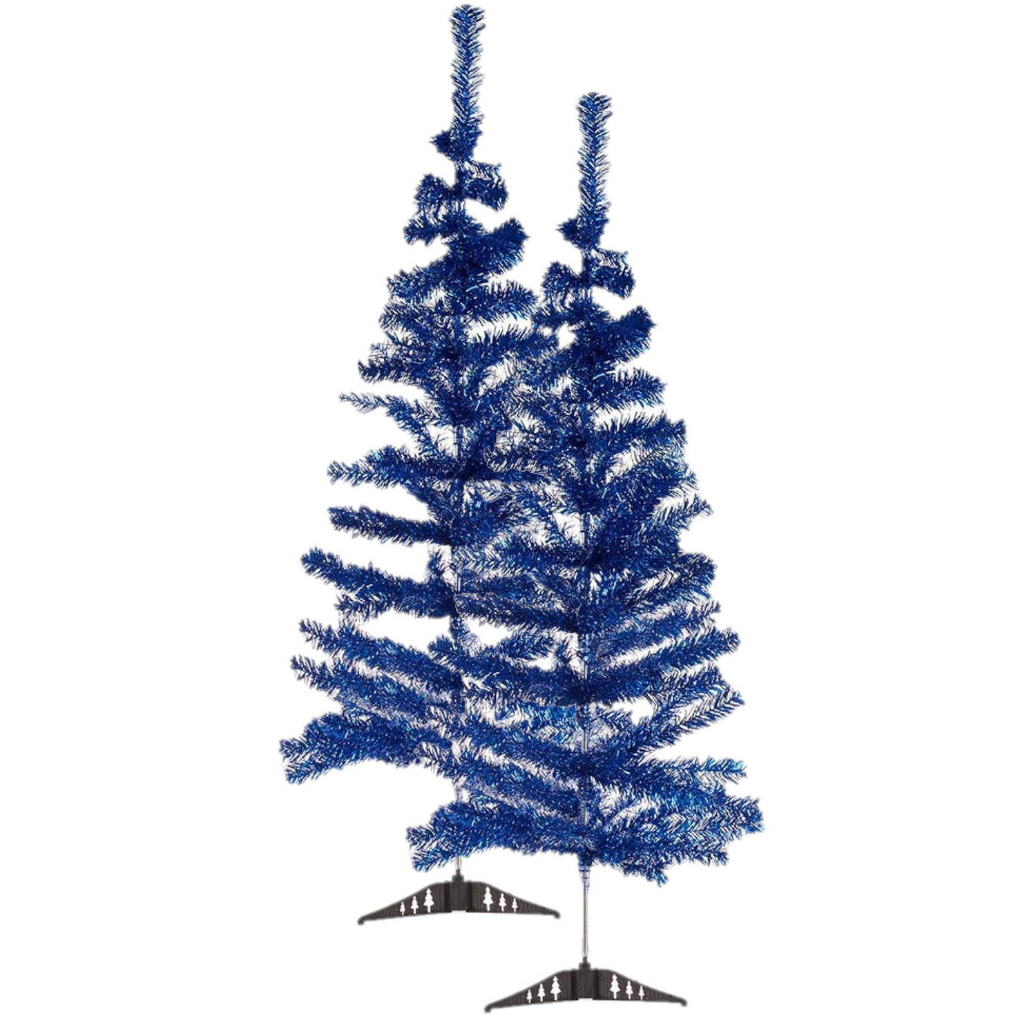 2x stuks kleine ijsblauwe kerstbomen van 120 cm - Kunstkerstboom