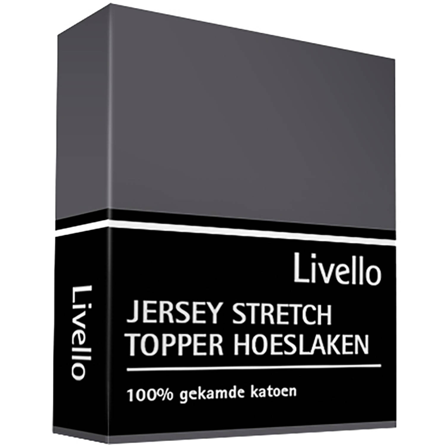 Livello Hoeslaken topper jersey Donkergrijs 160 x 200/ 210 cm