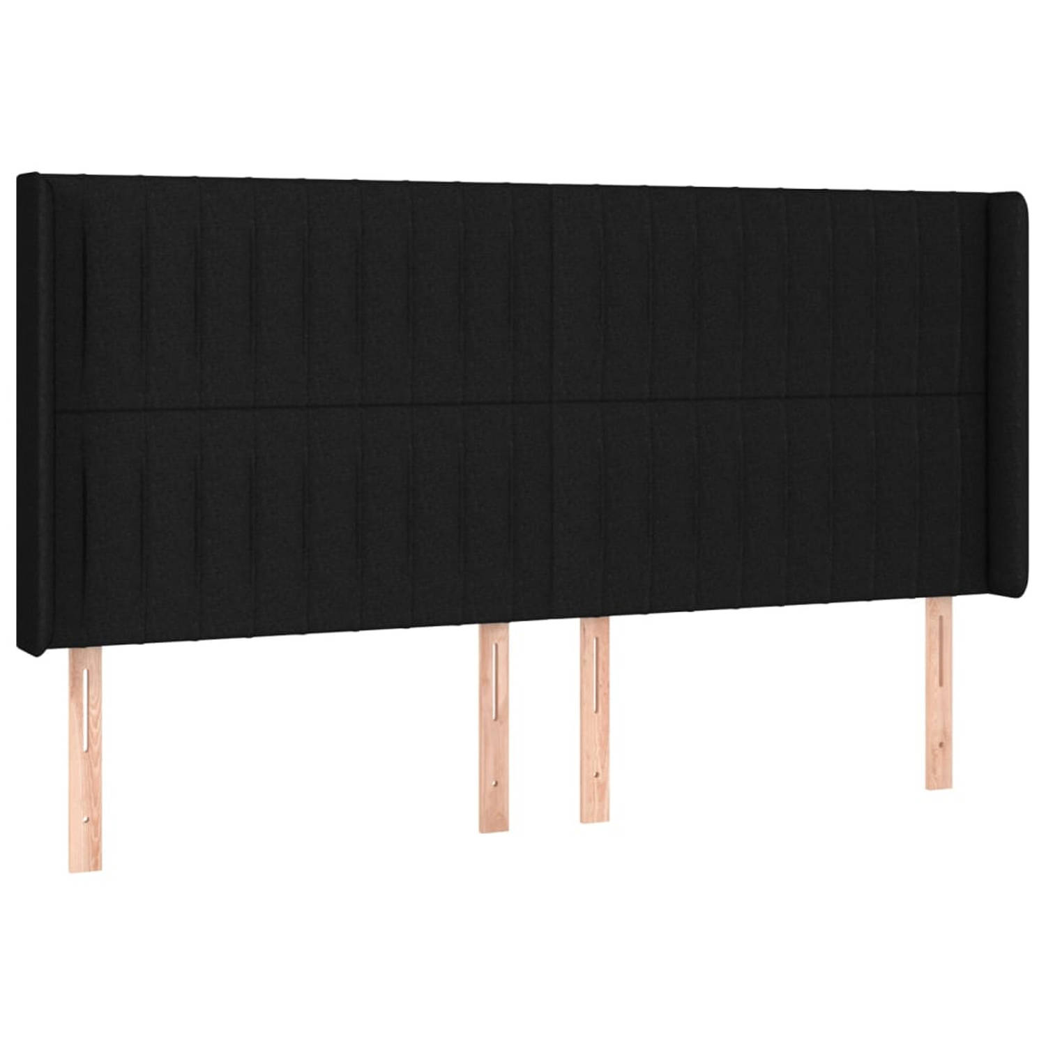 vidaXL Hoofdbord met randen 163x16x118/128 cm stof zwart