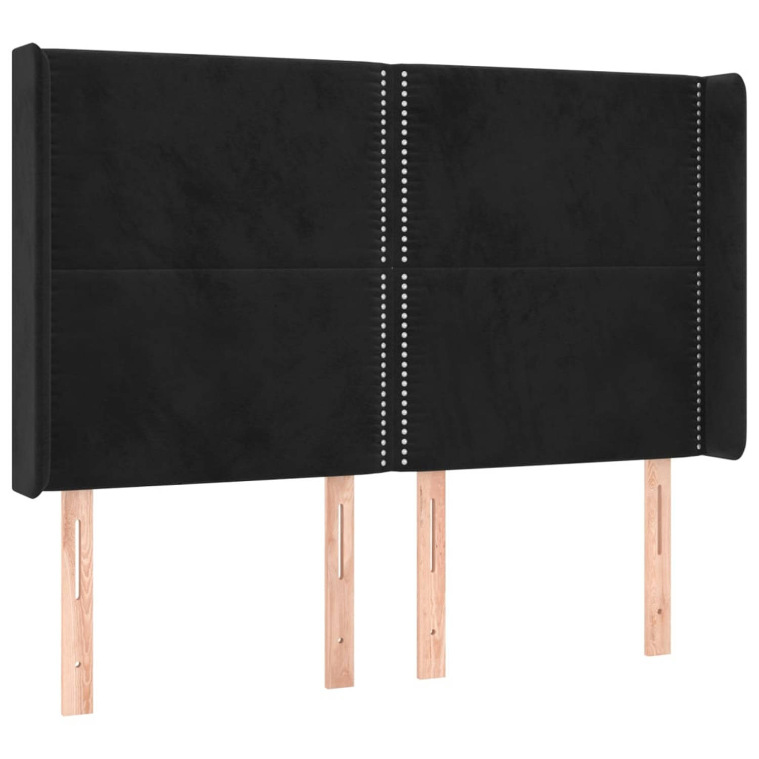 vidaXL Hoofdbord met randen 147x16x118/128 cm fluweel zwart