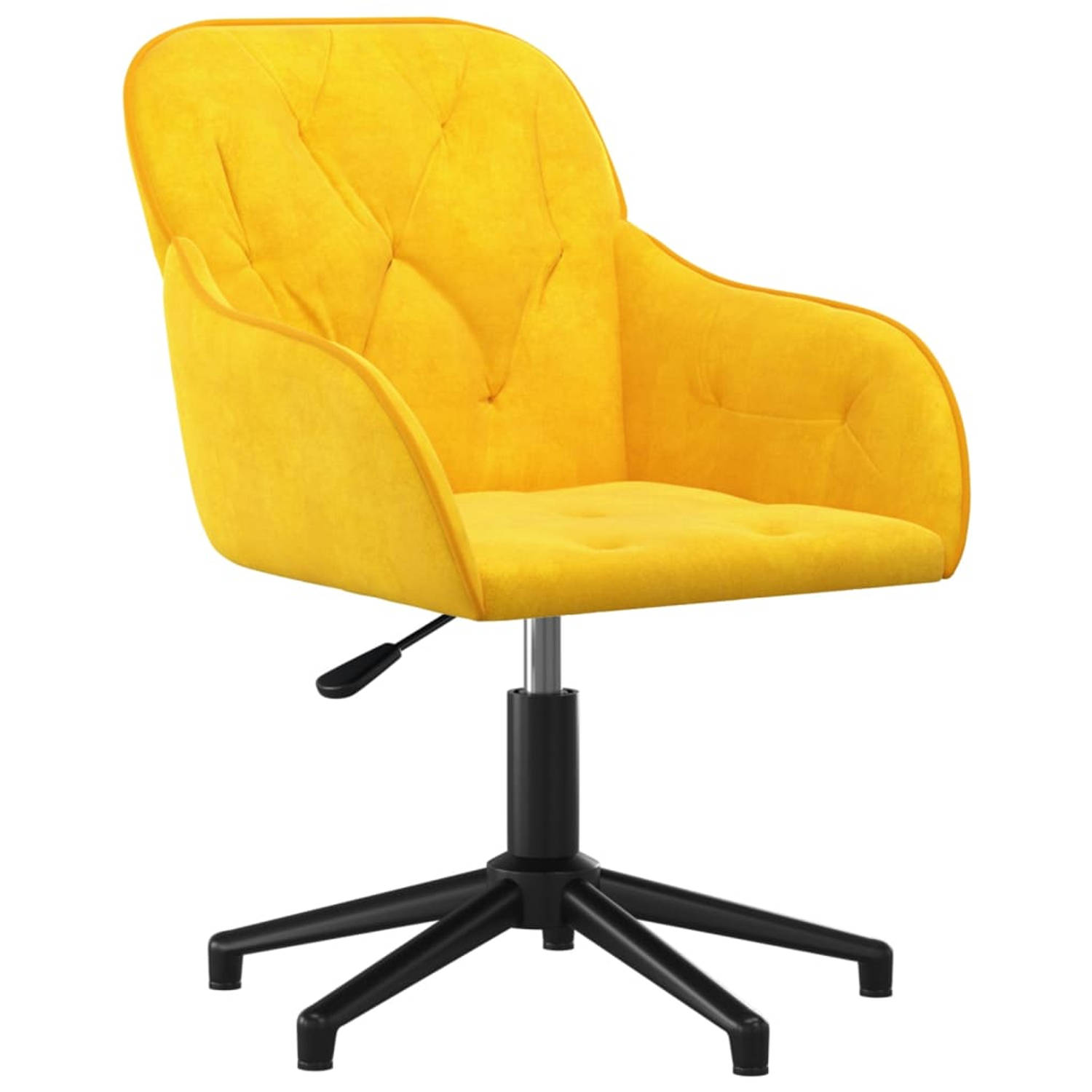 The Living Store Kantoorstoel draaibaar fluweel geel - Bureaustoel