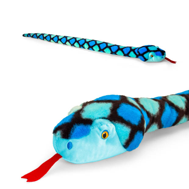 Pluche knuffel dier slang blauw 100 cm - Knuffeldier