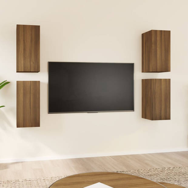 vidaXL Tv-meubelen 4 st 30,5x30x60 cm bewerkt hout bruin eikenkleur