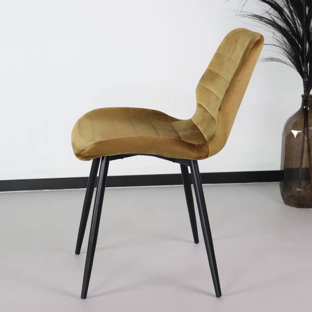 Eetkamerstoel Vinnies bruin velvet design stoel