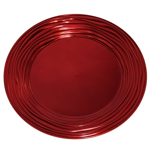 Ronde diner onderborden/kaarsenbord/plateau glimmend rood van 33 cm - Kaarsenplateaus