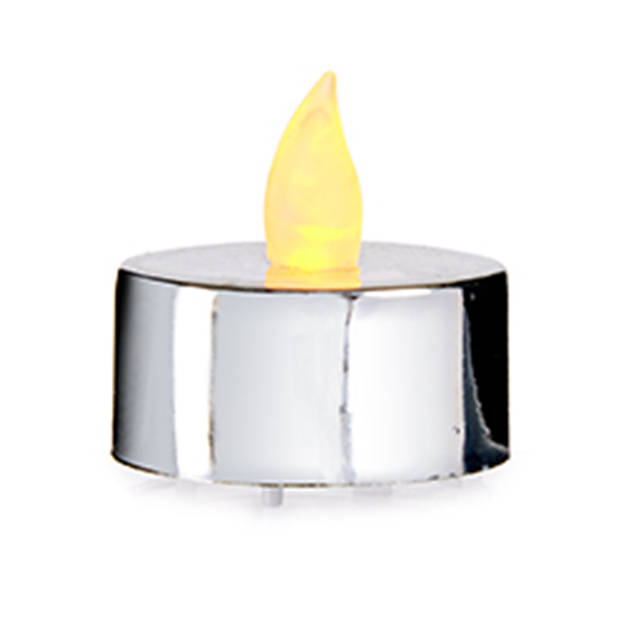 LED waxinelichtjes - 4x - zilverkleurig - incl. batterijen - LED kaarsen