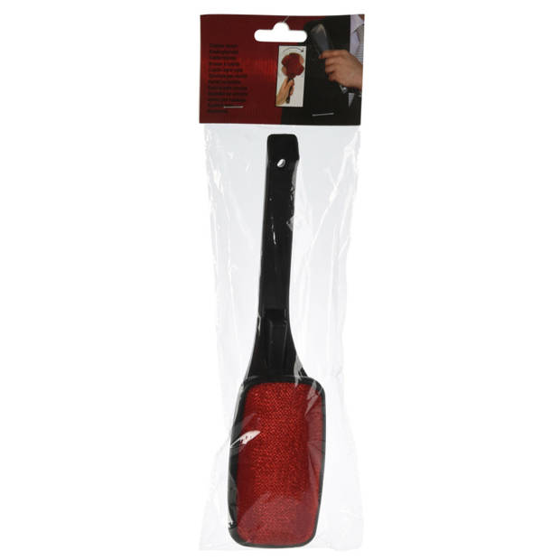 Kledingborstel/ontpluizer/pluizenverwijderaar - zwart/rood - inklapbaar - 33 cm - Kledingborstels
