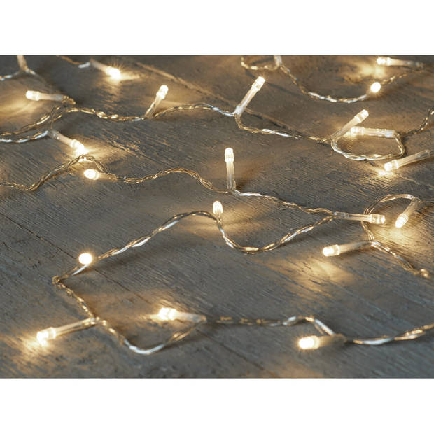 Kerstverlichting met timer 50 warm witte lampjes op batterijen - Lichtsnoeren