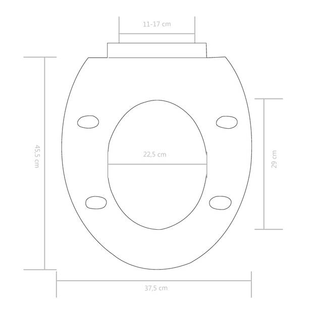 The Living Store wc-bril - Zwart - 45.5 x 37.5 cm - Soft-close - Quick-release