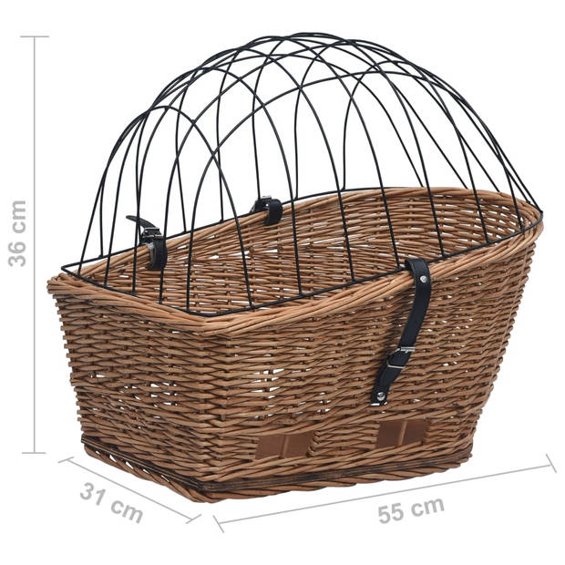 vidaXL Fietsmand voor bagagedrager 55x31x36 cm natuurlijk wilgen