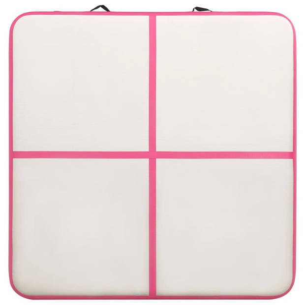 vidaXL Gymnastiekmat met pomp opblaasbaar 200x200x10 cm PVC roze