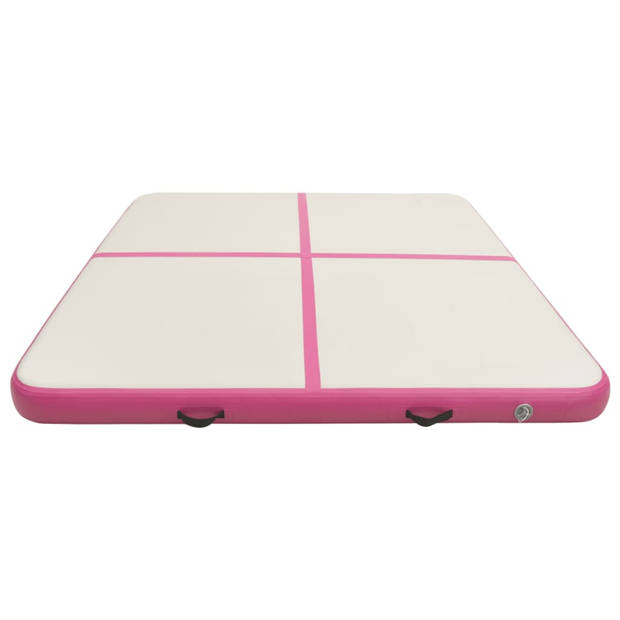 vidaXL Gymnastiekmat met pomp opblaasbaar 200x200x10 cm PVC roze