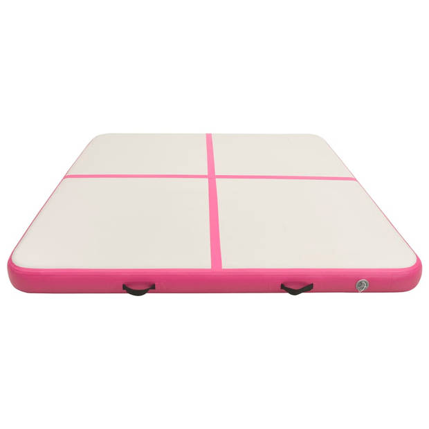 vidaXL Gymnastiekmat met pomp opblaasbaar 200x200x15 cm PVC roze