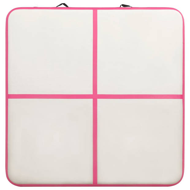 vidaXL Gymnastiekmat met pomp opblaasbaar 200x200x15 cm PVC roze