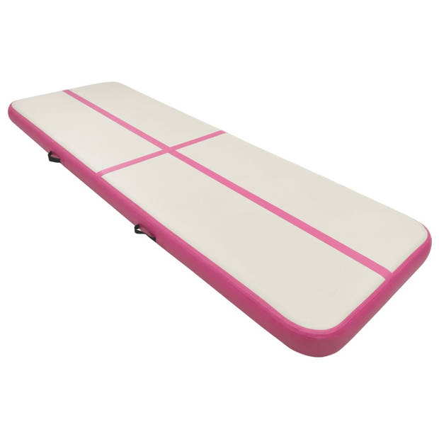 vidaXL Gymnastiekmat met pomp opblaasbaar 400x100x15 cm PVC roze