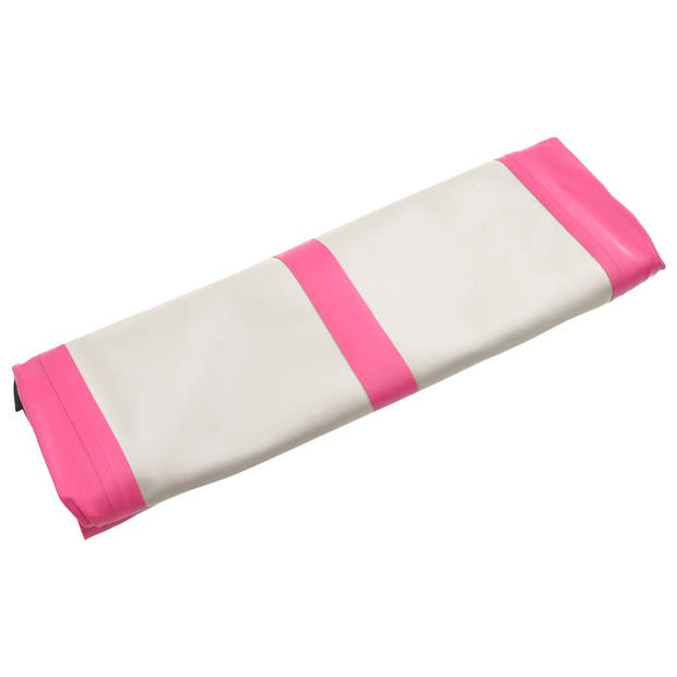 vidaXL Gymnastiekmat met pomp opblaasbaar 600x100x20 cm PVC roze