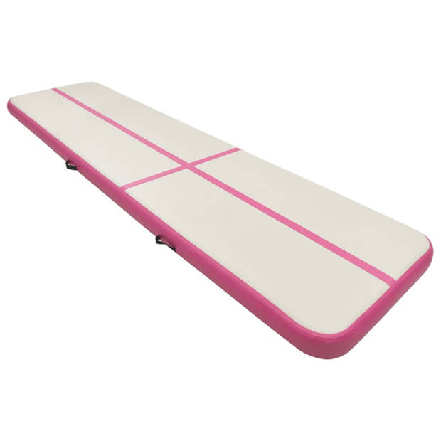 vidaXL Gymnastiekmat met pomp opblaasbaar 800x100x20 cm PVC roze