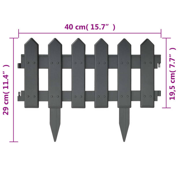 vidaXL Gazonranden 25 st 10 m PP antracietkleurig