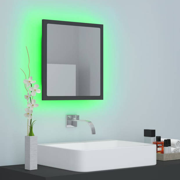 The Living Store Wandspiegel LED Verlichting - 40 x 8.5 x 37 cm - Grijs