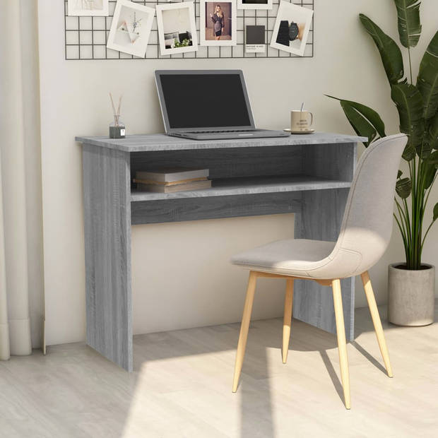 The Living Store Bureau Modern Grijs Sonoma Eiken - 90x50x74cm - Praktisch en Stevig