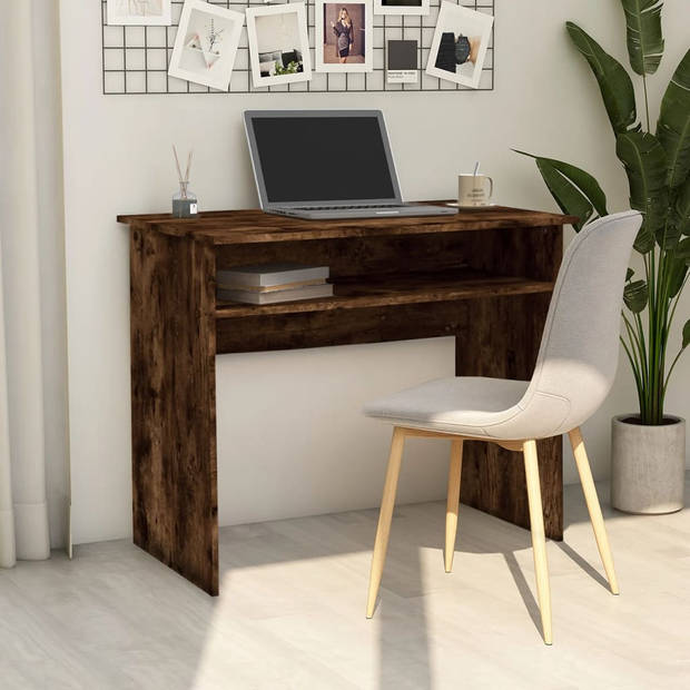 The Living Store Bureau Simplex - Bureau - 90x50x74cm - Gerookt Eiken