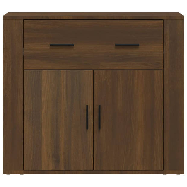 The Living Store Dressoir Bruineiken Bewerkt Hout - 80 x 33 x 70 cm - Voldoende Opbergruimte