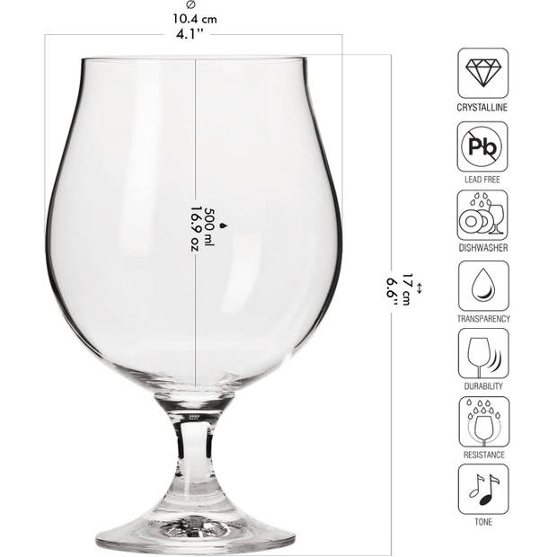 Krosno Bock bierglazen - Speciaal bier - Tulpglas - 500 ml - 12 stuks