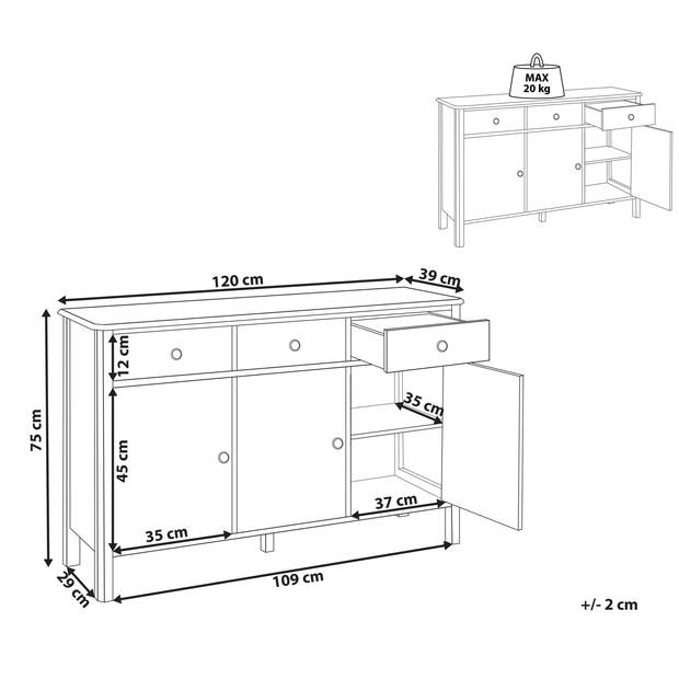 Beliani OLATE - Sideboard-Zwart-MDF