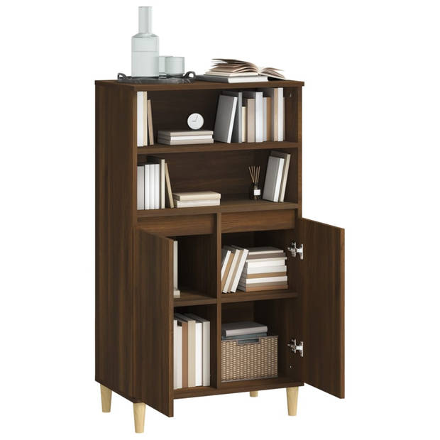 The Living Store Hoge kast Bruineiken - 60 x 36 x 110 cm - Bewerkt hout en massief eucalyptushout