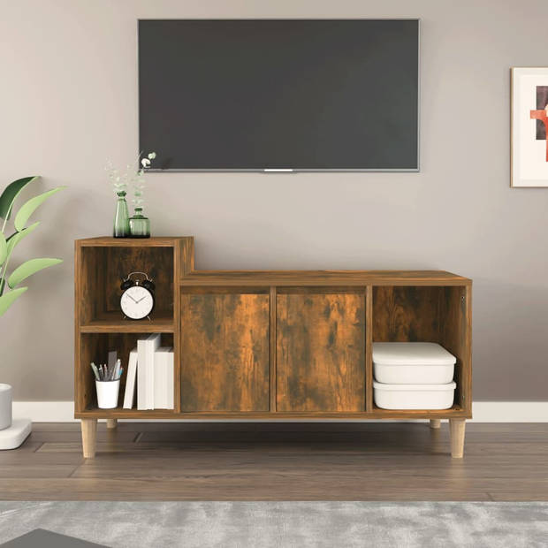 vidaXL Tv-meubel 100x35x55 cm bewerkt hout gerookt eikenkleurig