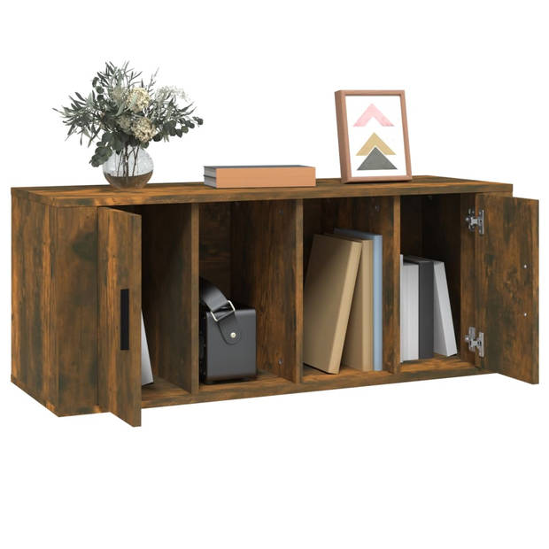 vidaXL Tv-meubel 100x35x40 cm bewerkt hout gerookt eikenkleurig