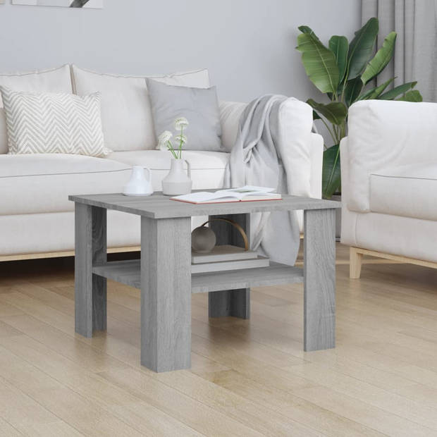 The Living Store Salontafel Grijs Sonoma Eiken 60x60x42 cm - bewerkt hout